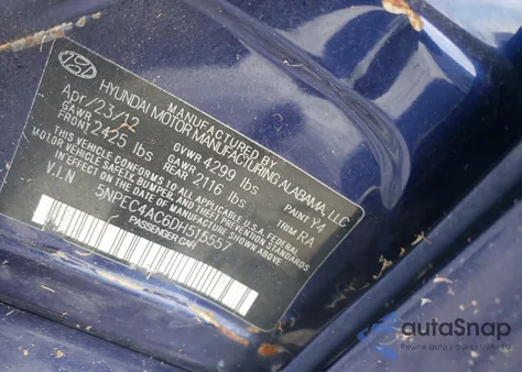 2013 Hyundai Sonata Se from USA, damaged, VIN 5NPEC4AC6DH515557